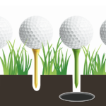 Golf balls on tees